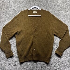 Vintage Altmann Of Vienna Cardigan Sweater Men 44/Large 100% Shetland Wool Brown